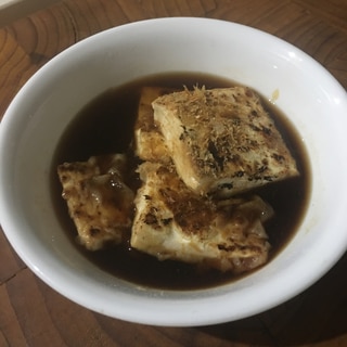 フライパンで簡単焼き豆腐、手作り煮汁浸し